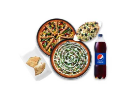 Pizza Plus Pakistan 2x Large Pizza, 1x Chicken Pasta, 1x Chicken Calzone, 1x Drink 1.5 Ltr Family Plus For Rs.3000/-